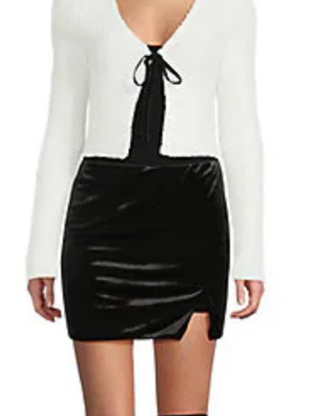 GB girls Black Velvet Mini Skirt with Small Front Slit